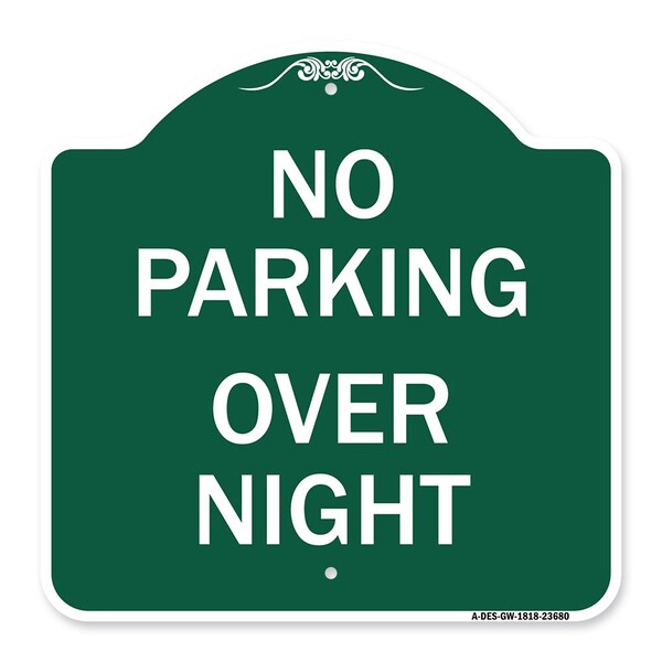 Signmission No Parking Overnight Parking Sign, Green & White Aluminum Sign, 18" x 18", GW-1818-23680 A-DES-GW-1818-23680 - main